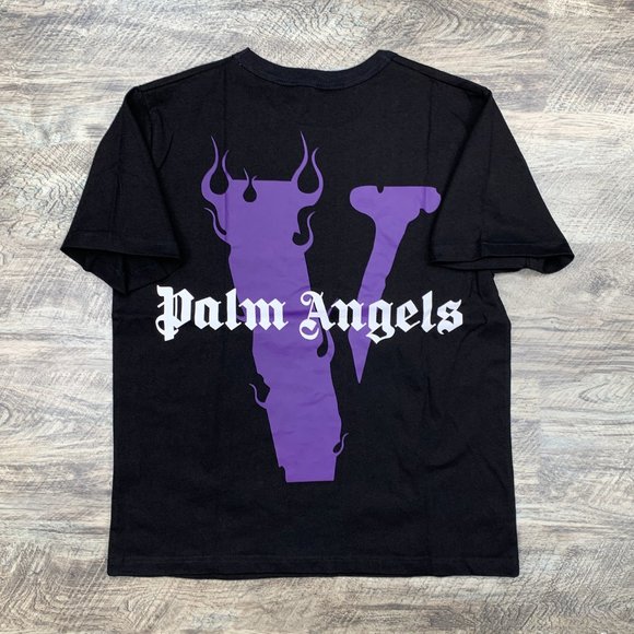 Vlone x Palm Angels Purple on Black Tee - Picture 1 of 4